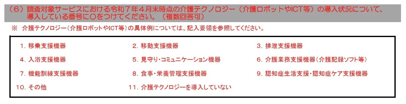 調査票（案）テクノロジーの導入状況