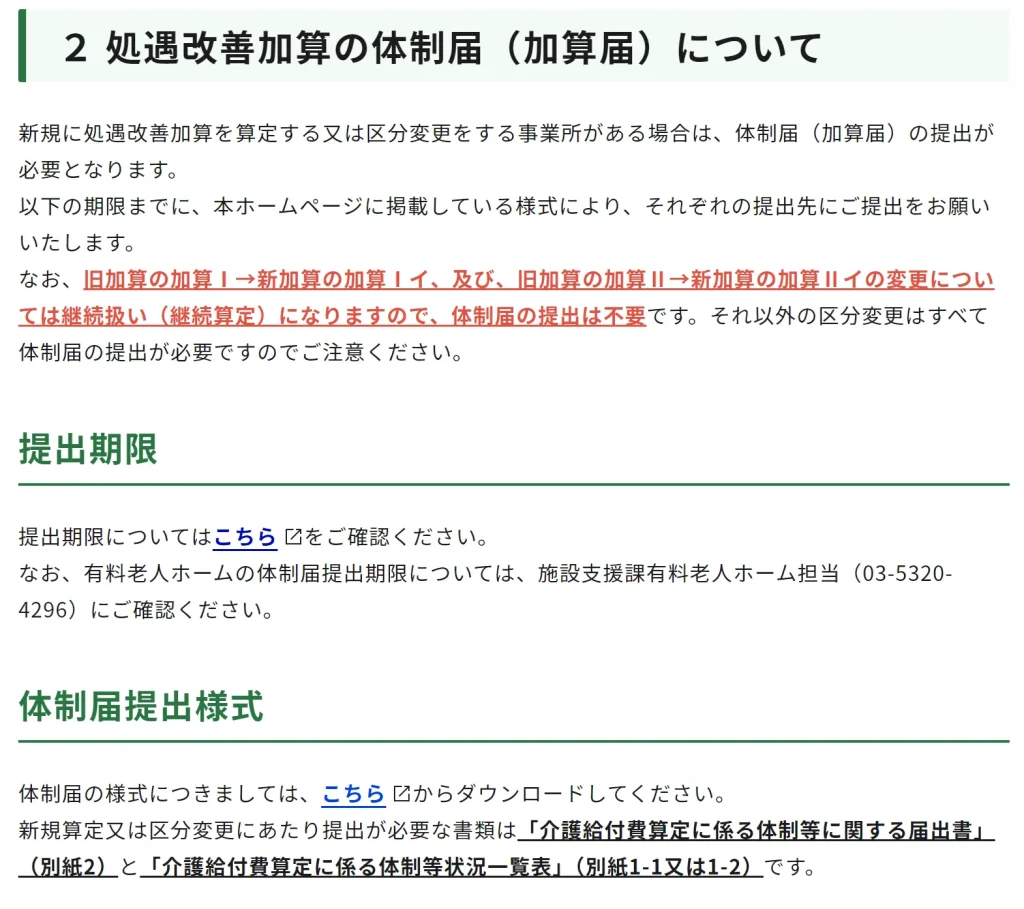 ２ 処遇改善加算の体制届（加算届）について