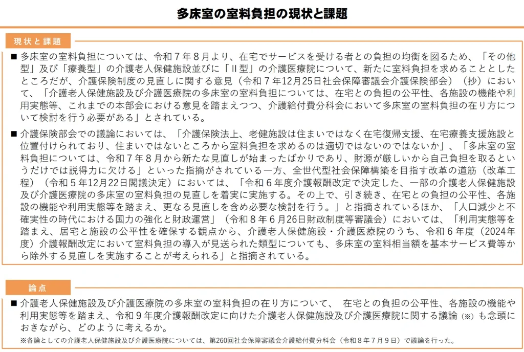 多床室の現状と課題